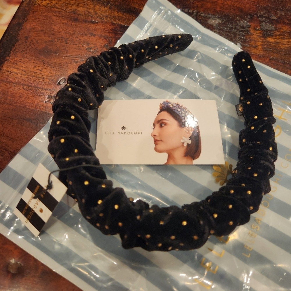 Lele Sadoughi Jet Dot Black Velvet Kelly Headband
